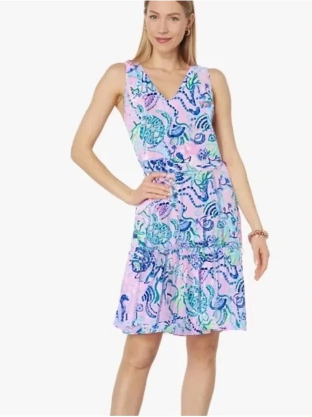 Lilly Pulitzer Lorina V-Neck Swing Dress Lilac Fressia mermaid